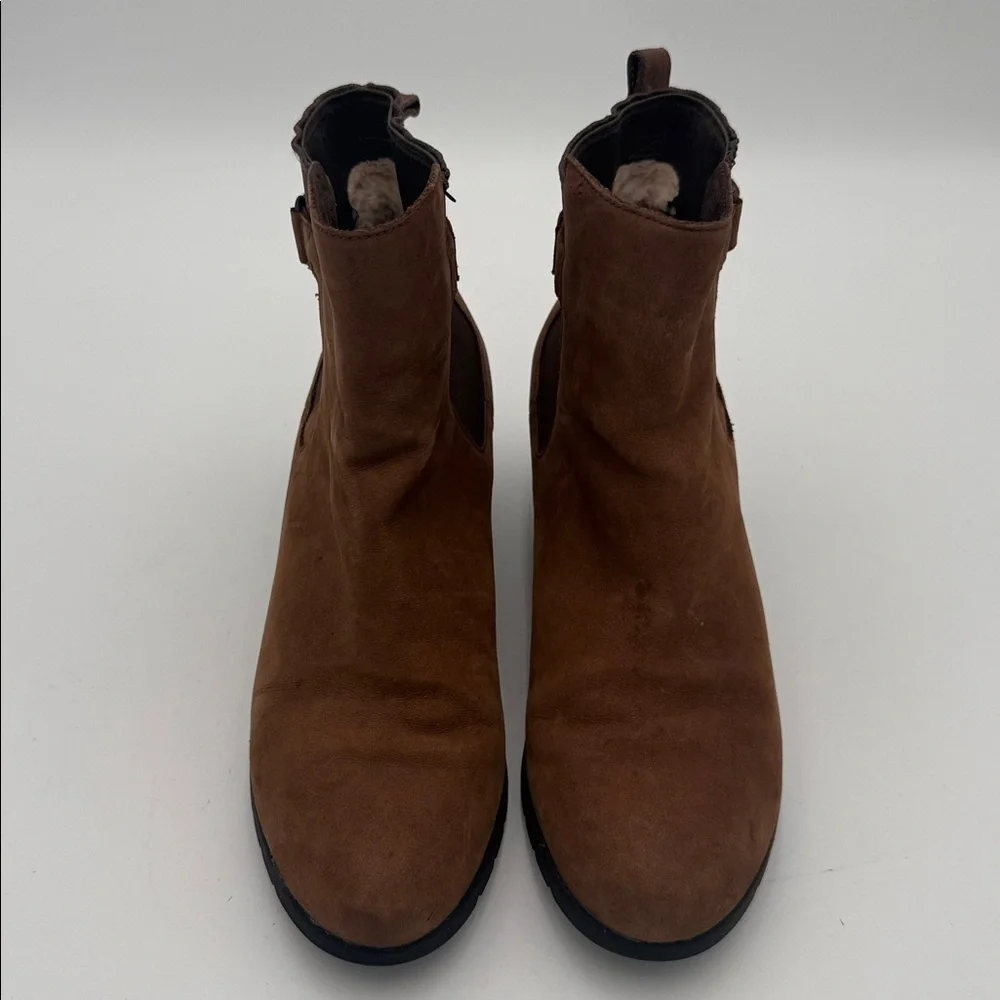 Ugg Brown Suede Ankle Boots wedge women 10 pull on winter casual office Y2K